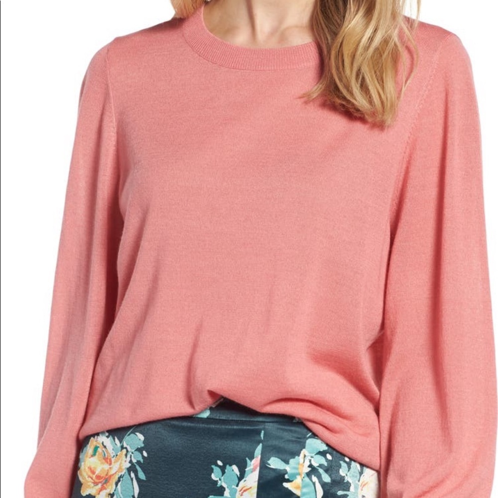 Halogen Pink Puff Sleeve Sweater